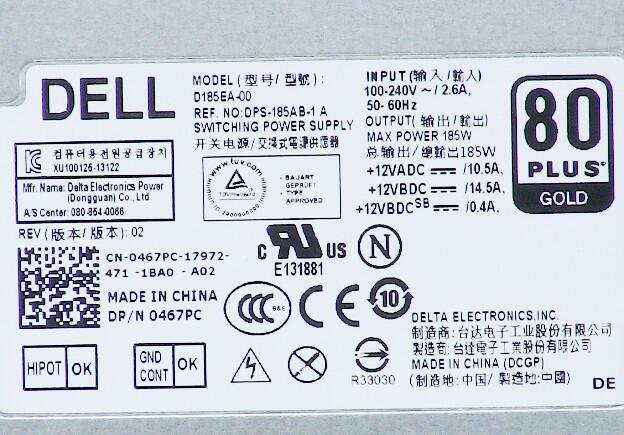 Dell Optiplex 9030 Inspiron All-in-One 5348 185W Power Supply D6V04 0D - Foto 10