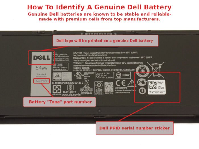 For Dell Latitude E7440 / E7450 6-cell 54Wh Laptop Battery - 3RNFD - Image 2