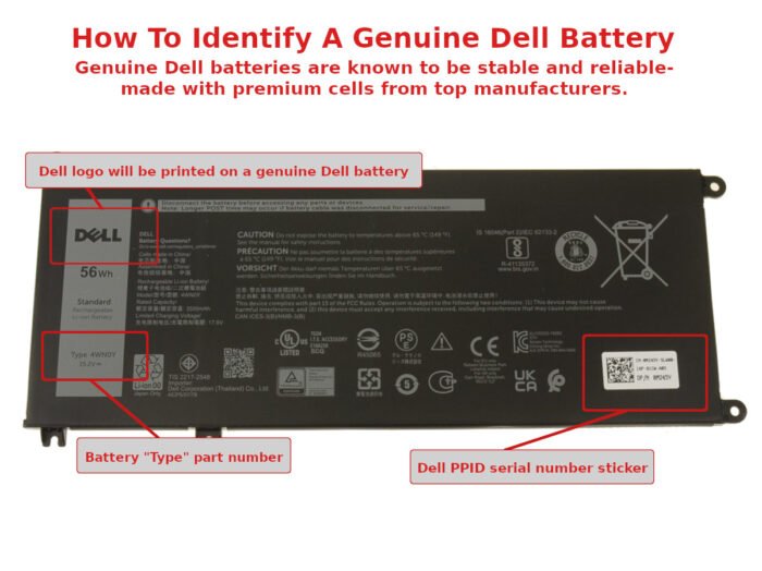 For Dell Latitude 3310 56Wh 4-cell Laptop Battery - 4WN0Y - Image 2