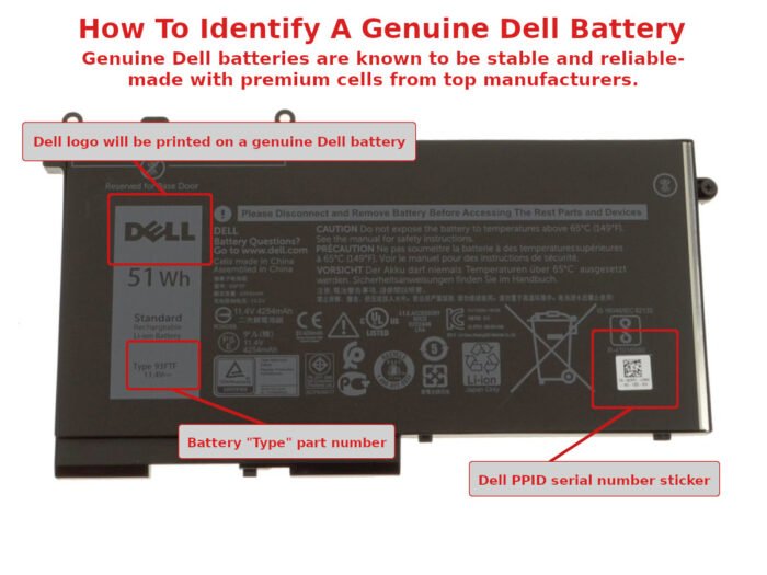 For Dell Latitude 5580 / 5480 / 5280 3-Cell 51Wh Laptop Battery - 93FTF - Image 3