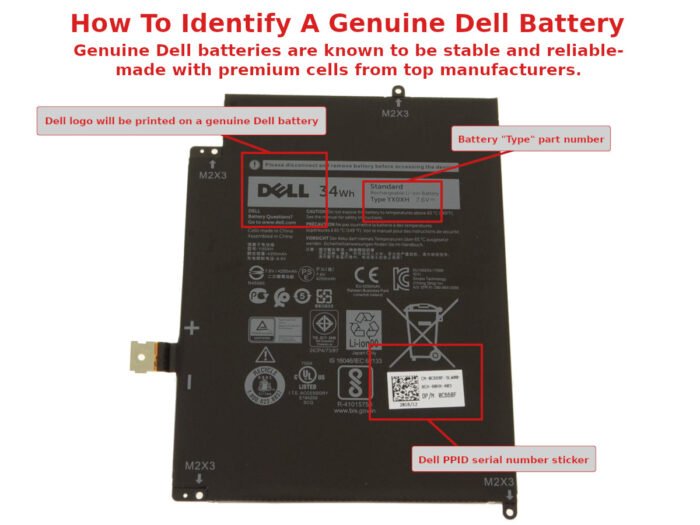 For Dell Latitude 7285 2-in-1 2-Cell 34Wh Laptop Battery - YX0XH - Image 4