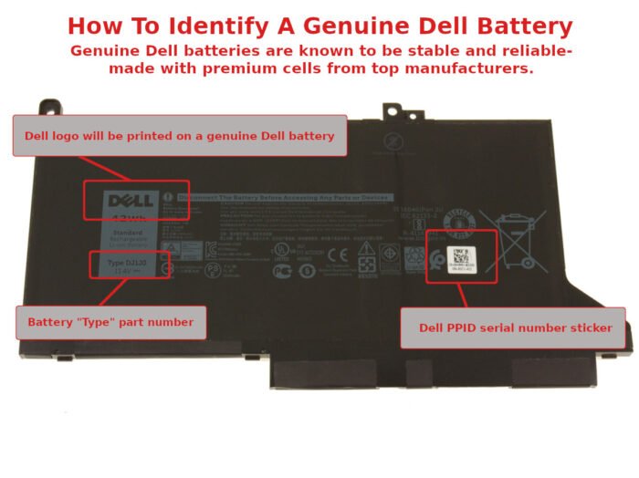For Dell Latitude 7480 / 7380 / 7280 3-Cell 42Wh Laptop Battery - DJ1J0 - Image 2