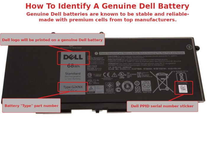 For Dell Latitude 5480 / 5580 / 5280 4-Cell 68Wh Laptop Battery - GJKNX - Image 2