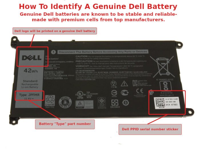 For Dell Chromebook 3100 / 3400 42Wh 3-cell Laptop Battery - Short Cable - JPFMR - Image 4
