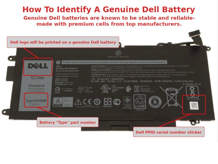 For Dell Latitude 7390 2-in-1 4-Cell 60Wh Laptop Battery - K5XWW - Image 2
