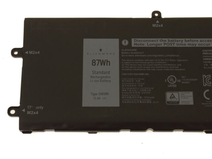 For Dell Alienware X15 R1 R2 / X17 R1 R2 87Wh 6-cell Laptop Battery - DWVRR
