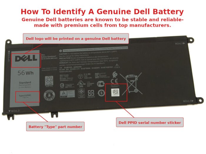 For Dell Chromebook 13 (3380) 56Wh 4-cell Laptop Battery - V1P4C - Image 4