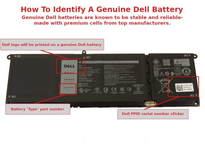For Dell Inspiron 15 5510 4-Cell 54Wh Laptop Battery - V6W33 - Image 2