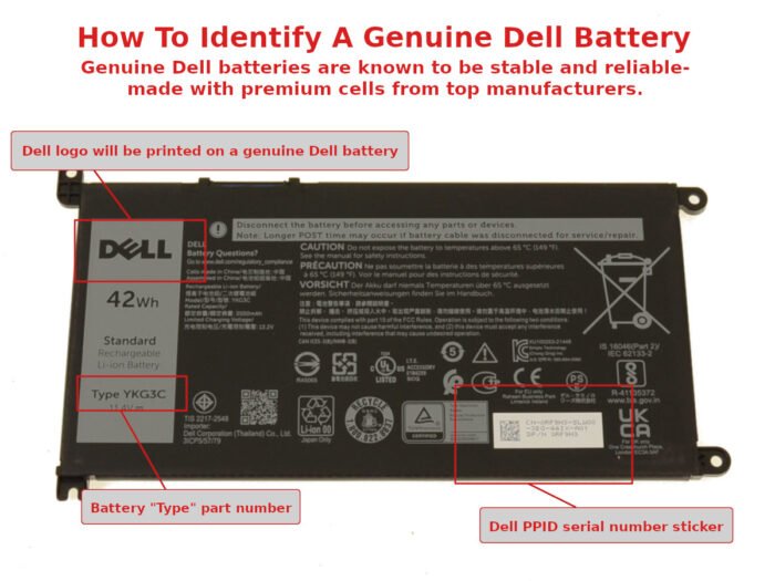 For Dell Genuine Chromebook 3110 42Wh 3-cell Laptop Battery - YKG3C - Image 4