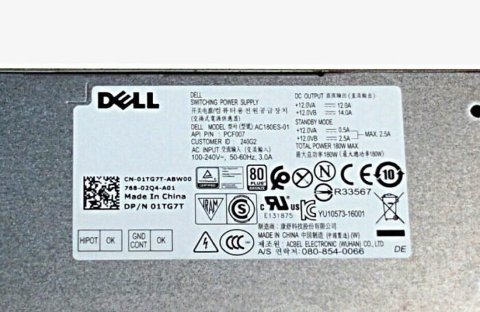 Original 1TG7T 01TG7T 180W Switching Power Supply For Dell Optiplex 5050 SFF Model: AC180ES-01 - Image 2