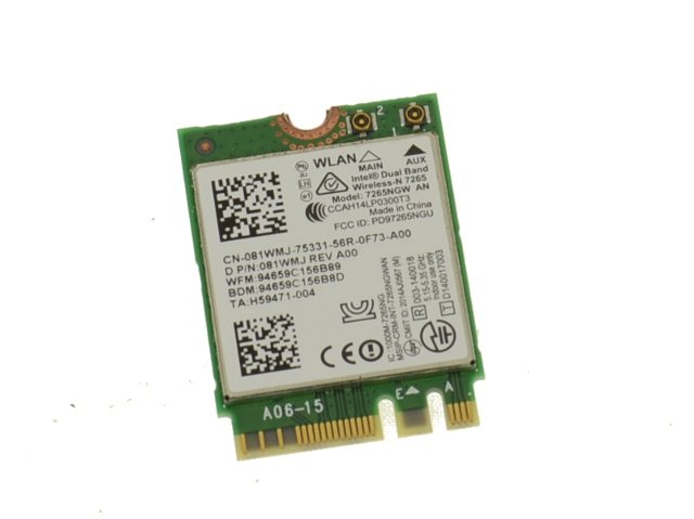 Intel Wireless-AC 7265 Dual Band WLAN WiFi 802.11 ac/a/b/g/n + Bluetooth 4.0 M.2 Card - 81WMJ