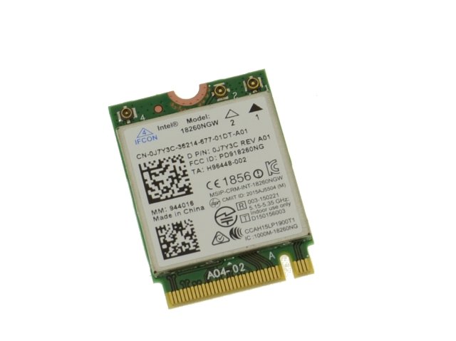 Intel Tri-Band Wireless-AC 18260 WLAN WiFi 802.11ad + 802.11ac 2x2 + Bluetooth 4.2 M.2 Card - J7Y3C