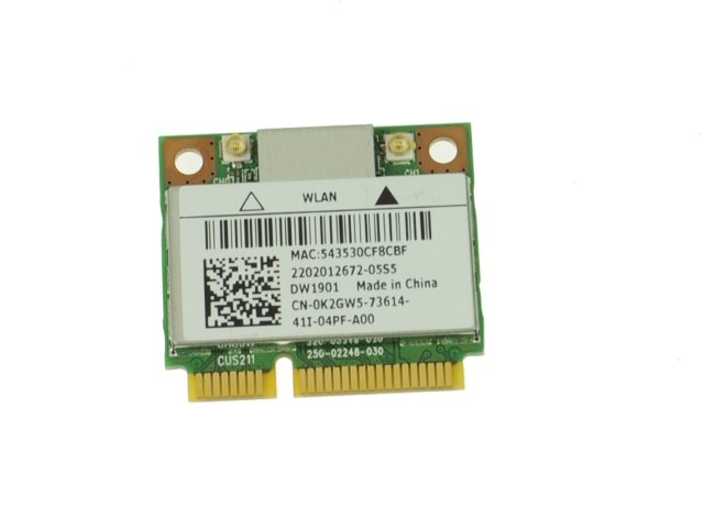 For Dell Inspiron 5720 / 7720 / Vostro 3560 DW1901 Wireless WLAN WiFi 802.11 b/g/n + Bluetooth Half-Height Mini-PCI Express Card - K2GW5