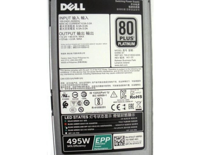 Original TH1CT 0TH1CT 495W For DELL PowerEdge R630/R730 Power Supply E495E-S1 - Image 3