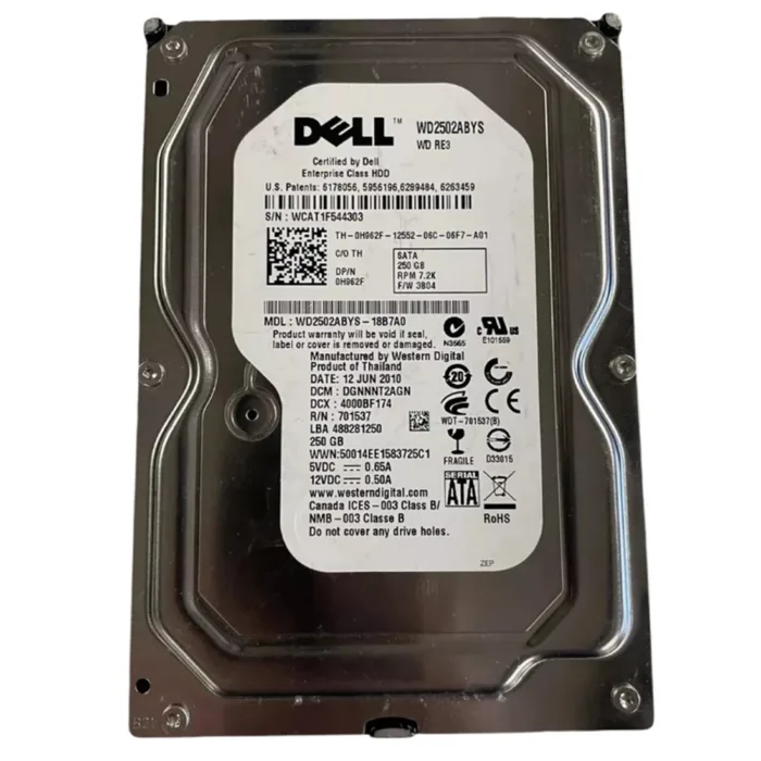 For Dell 0H962F 250GB 7.2K 3.5" SATA Internal HDD