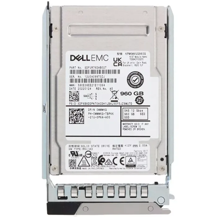 For Dell WMWKG 960GB SED SAS-12Gbps Mixed Use 3DWPD 2.5inch Hot-Plug SSD