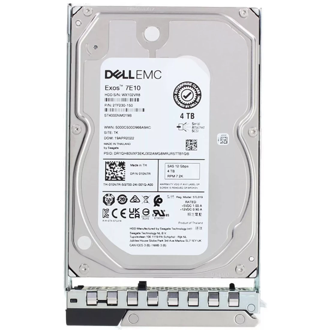 For Dell 10N7R 4TB 7.2K 3.5" NL SAS 12Gbps 512n Hot-Plug Hard Drive