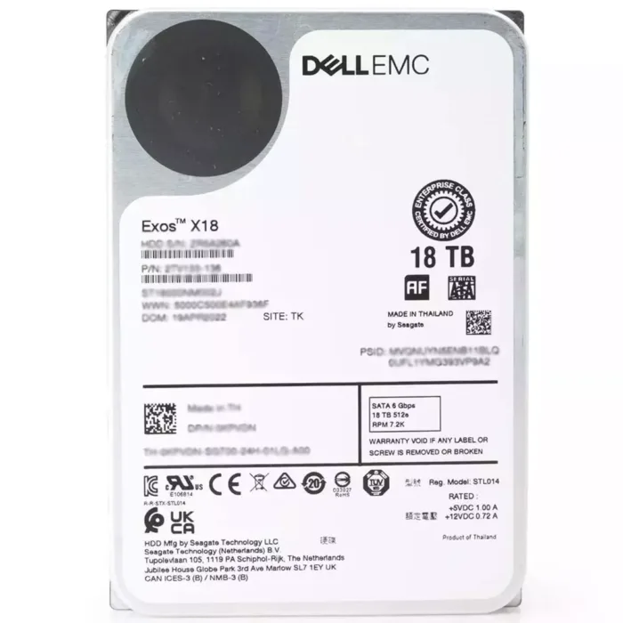 For Dell AC143041 18TB Enterprise-Class 7200RPM SATA 6Gbps 512MB Cache 3.5inch Hdd