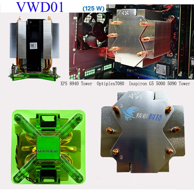 VWD01 Original CPU Cooling Heatsink Fan 125W For Dell Optiplex 7080 XPS 8940 G5 5090